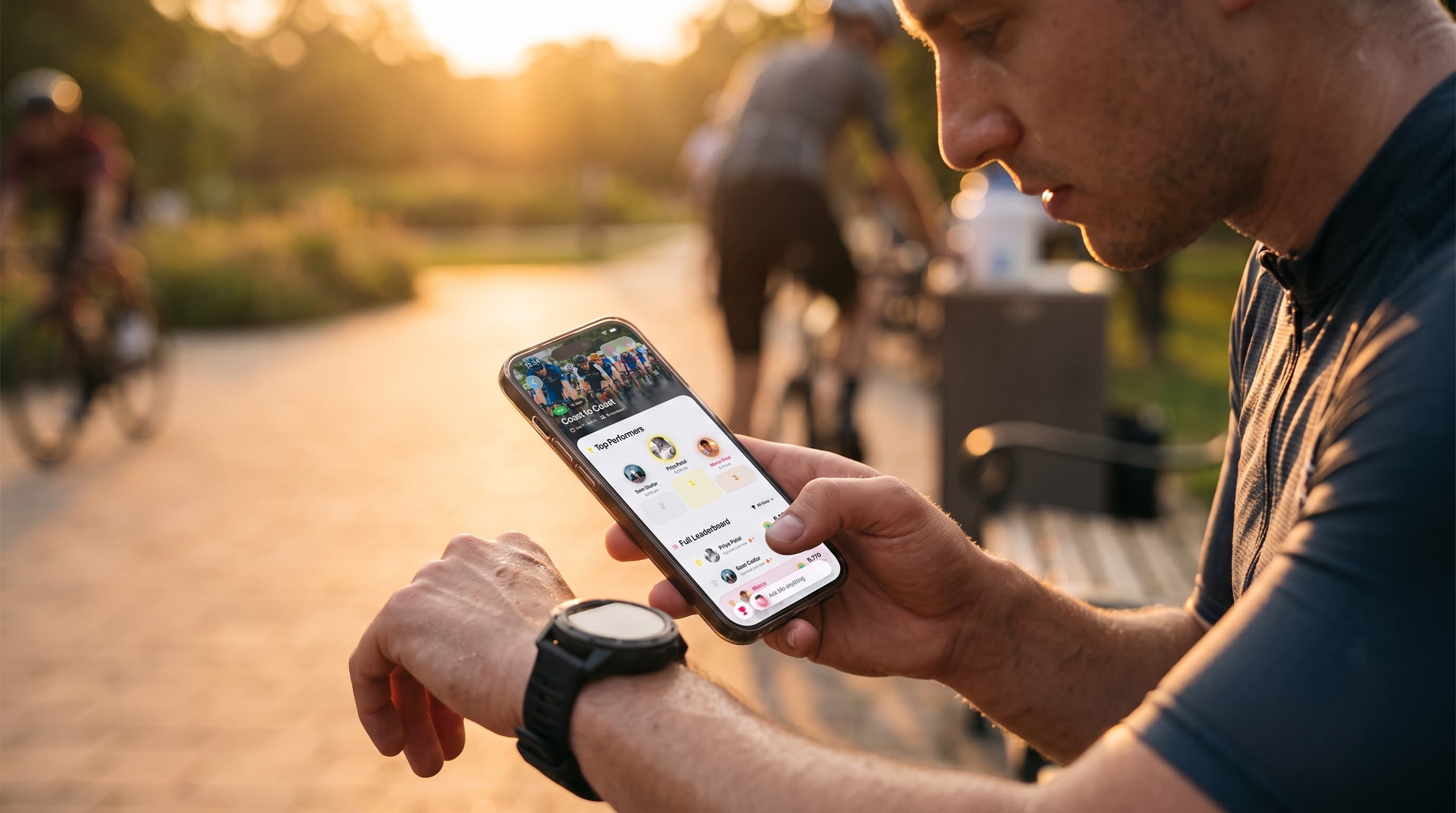 A pair of friends staying active together across two phones.